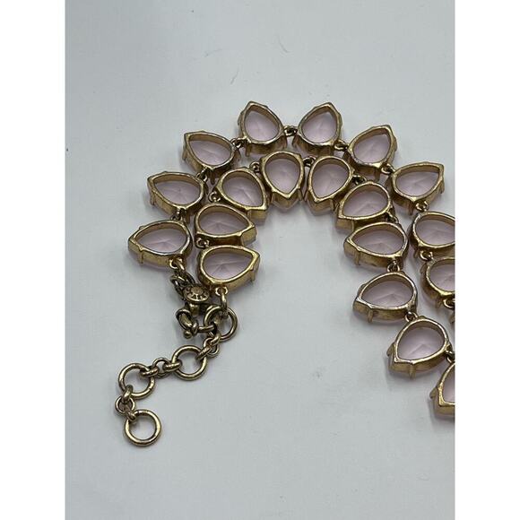 J. Crew Frosted Matte Satin Light Pink Teardrop‎ Rhinestone Full Necklace - Picture 13 of 16